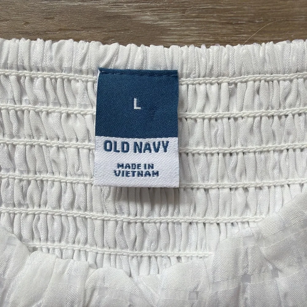 Old Navy Women Milkmaid Coquette Top Size L Boho Peasant Cottage Puff Sleeves